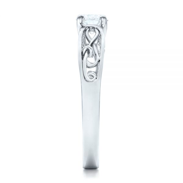 14k White Gold 14k White Gold Custom Solitaire Diamond Engagement Ring - Side View - 102074