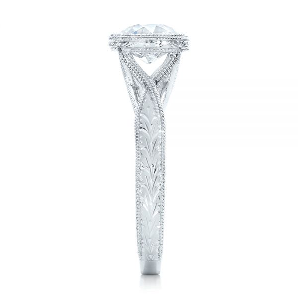 14k White Gold 14k White Gold Custom Solitaire Diamond Engagement Ring - Side View -  102152
