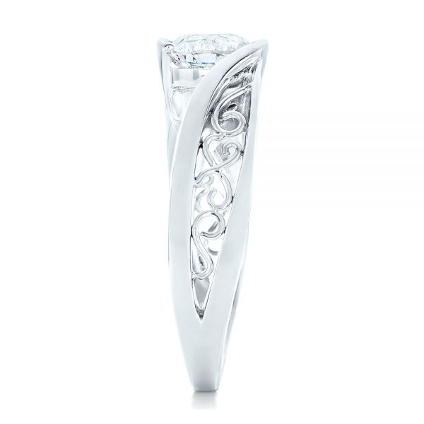 18k White Gold 18k White Gold Custom Solitaire Diamond Engagement Ring - Side View -  102744