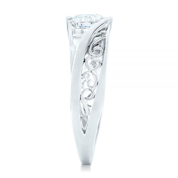 14k White Gold Custom Solitaire Diamond Engagement Ring - Side View - 102744