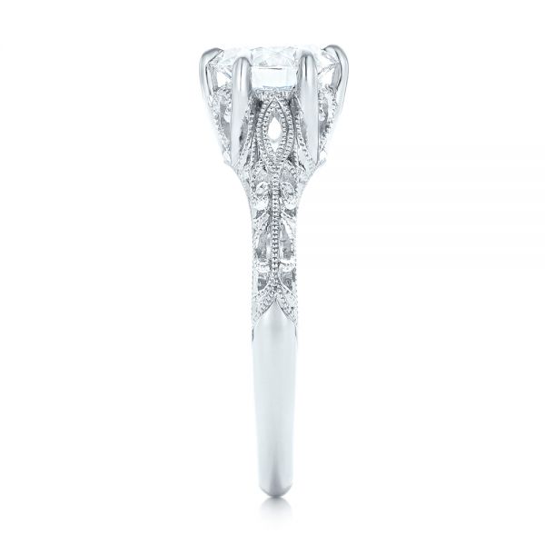 Platinum Custom Solitaire Diamond Engagement Ring - Side View - 102952