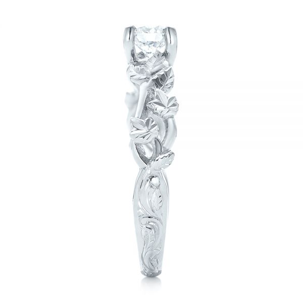 Platinum Custom Solitaire Diamond Engagement Ring - Side View - 102959