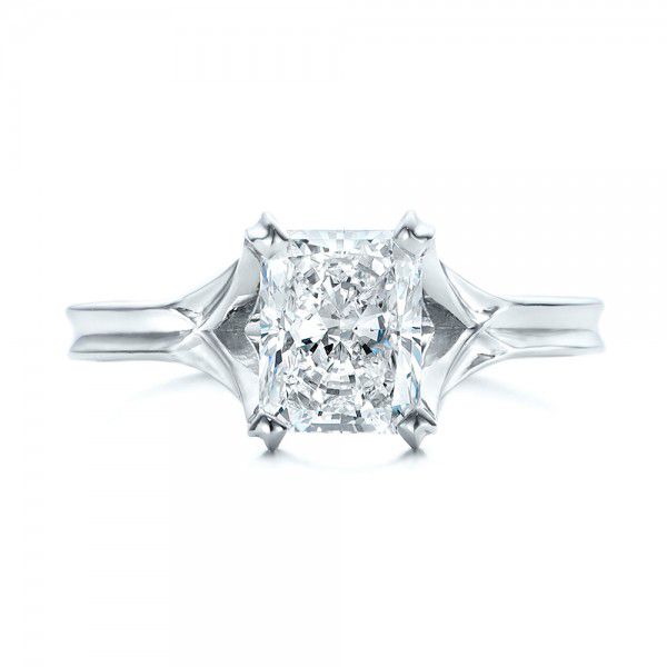  Platinum Custom Solitaire Diamond Engagement Ring - Top View -  101899