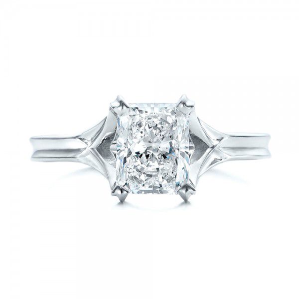 Platinum Custom Solitaire Diamond Engagement Ring - Top View - 101899