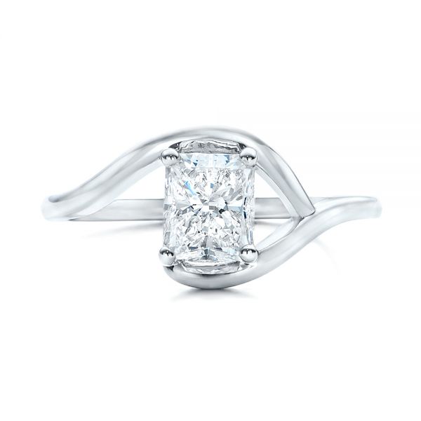 Platinum Custom Solitaire Diamond Engagement Ring - Top View - 102011
