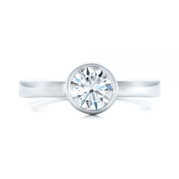 Platinum Platinum Custom Solitaire Diamond Engagement Ring - Top View - 102029