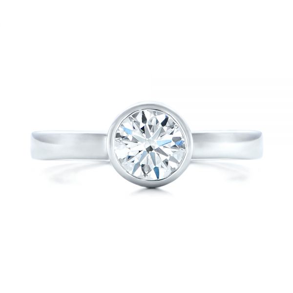 14k White Gold 14k White Gold Custom Solitaire Diamond Engagement Ring - Top View -  102029