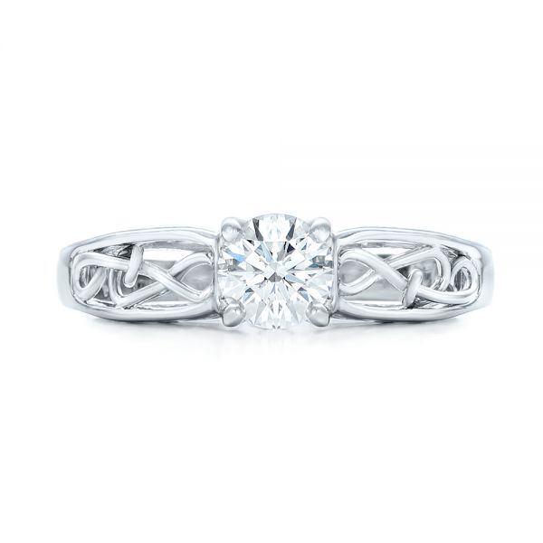 18k White Gold 18k White Gold Custom Solitaire Diamond Engagement Ring - Top View -  102074