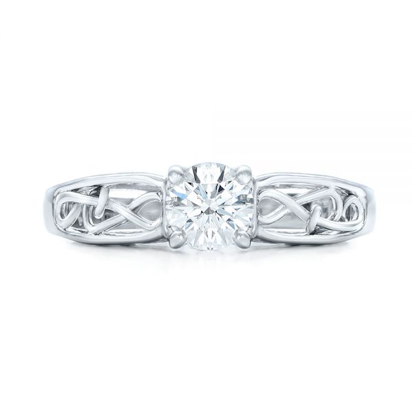 14k White Gold 14k White Gold Custom Solitaire Diamond Engagement Ring - Top View - 102074