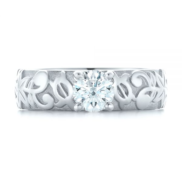 14k White Gold 14k White Gold Custom Solitaire Diamond Engagement Ring - Top View -  102306
