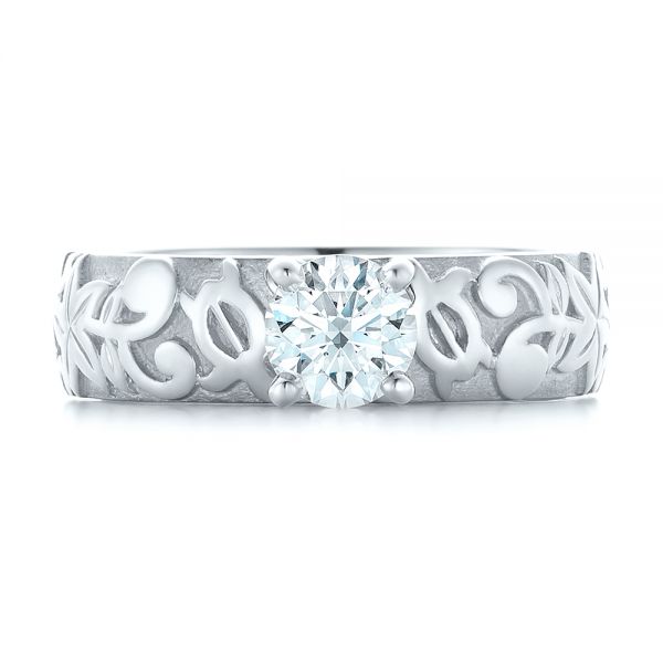 Platinum Platinum Custom Solitaire Diamond Engagement Ring - Top View - 102306
