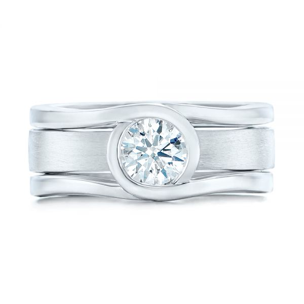 14k White Gold Custom Solitaire Diamond Engagement Ring - Top View - 102427