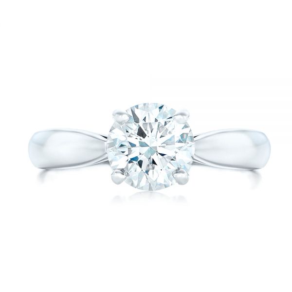 14k White Gold 14k White Gold Custom Solitaire Diamond Engagement Ring - Top View -  102535