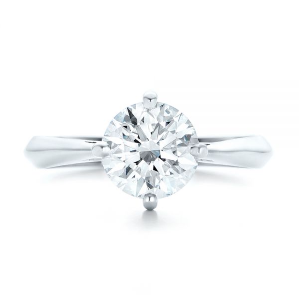 14k White Gold 14k White Gold Custom Solitaire Diamond Engagement Ring - Top View -  102600