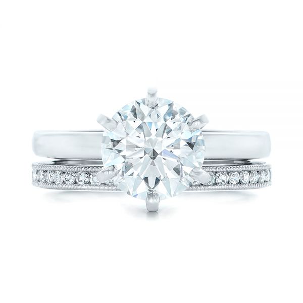 14k White Gold 14k White Gold Custom Solitaire Diamond Engagement Ring - Top View -  102831