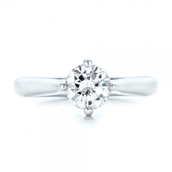 18k White Gold 18k White Gold Custom Solitaire Diamond Engagement Ring - Top View -  102954