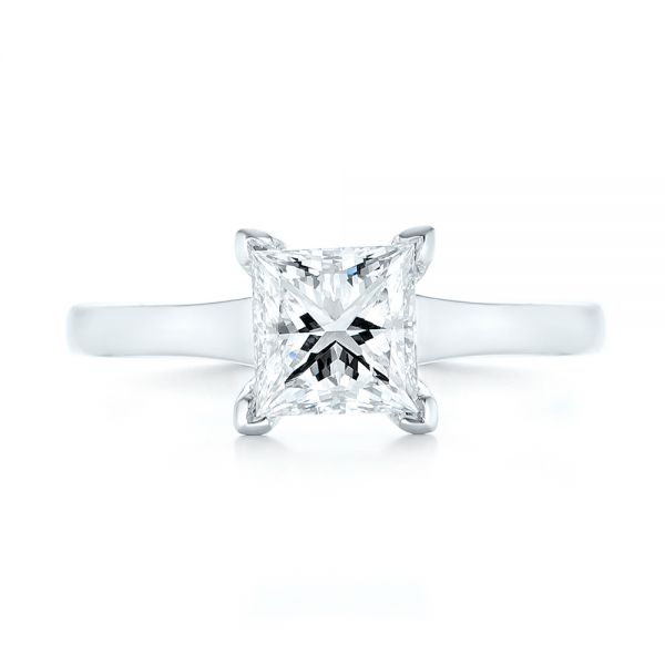 14k White Gold Custom Solitaire Diamond Engagement Ring - Top View - 102965