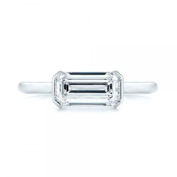 18k White Gold Custom Solitaire Diamond Engagement Ring - Top View - 103067