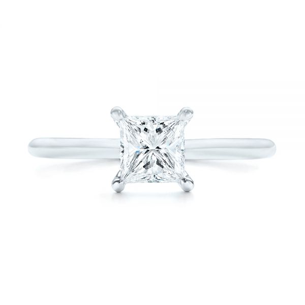 18k White Gold Custom Solitaire Diamond Engagement Ring - Top View -  103096