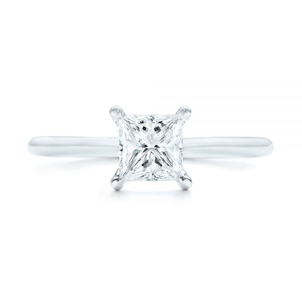 18k White Gold Custom Solitaire Diamond Engagement Ring - Top View - 103096