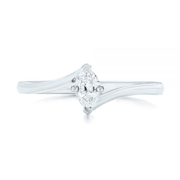 18k White Gold Custom Solitaire Diamond Engagement Ring - Top View -  103144