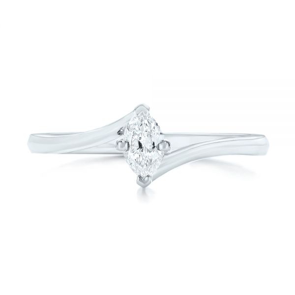 18k White Gold Custom Solitaire Diamond Engagement Ring - Top View - 103144