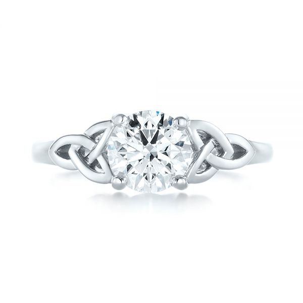 14k White Gold Custom Solitaire Diamond Engagement Ring - Top View -  103224