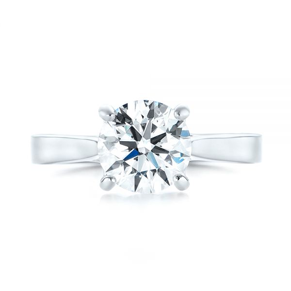 14k White Gold 14k White Gold Custom Solitaire Diamond Engagement Ring - Top View -  103356