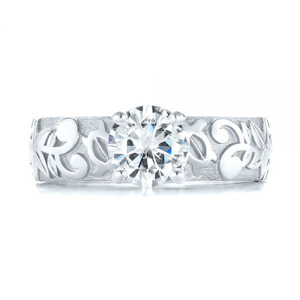 14k White Gold 14k White Gold Custom Solitaire Diamond Engagement Ring - Top View -  103501