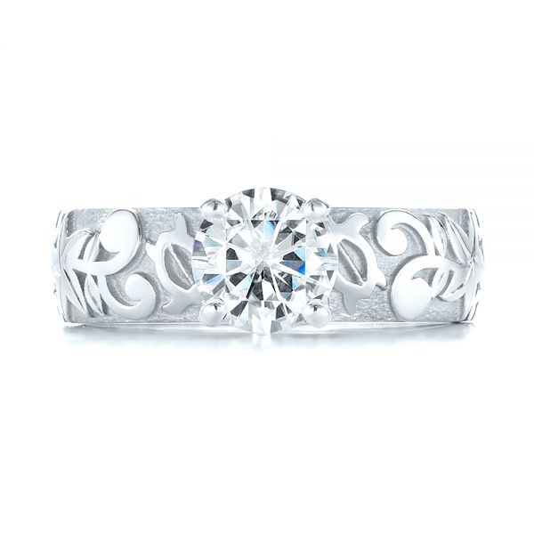 14k White Gold 14k White Gold Custom Solitaire Diamond Engagement Ring - Top View - 103501