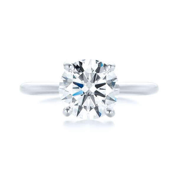 18k White Gold 18k White Gold Custom Solitaire Diamond Engagement Ring - Top View -  103636