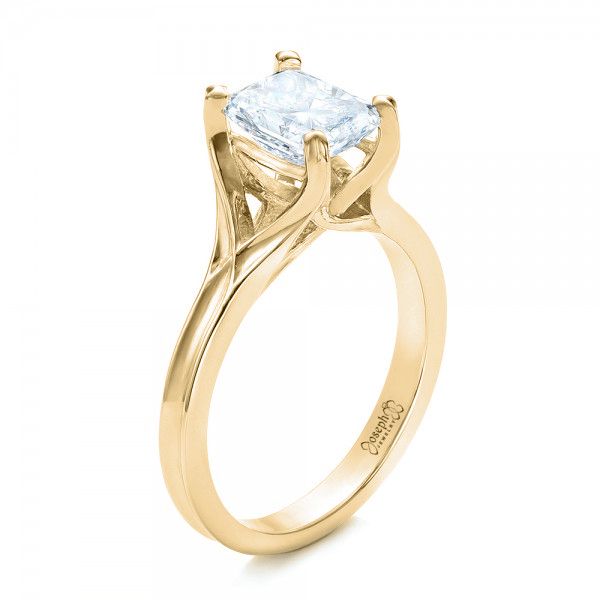 14k Yellow Gold 14k Yellow Gold Custom Solitaire Diamond Engagement Ring - Three-Quarter View -  101899