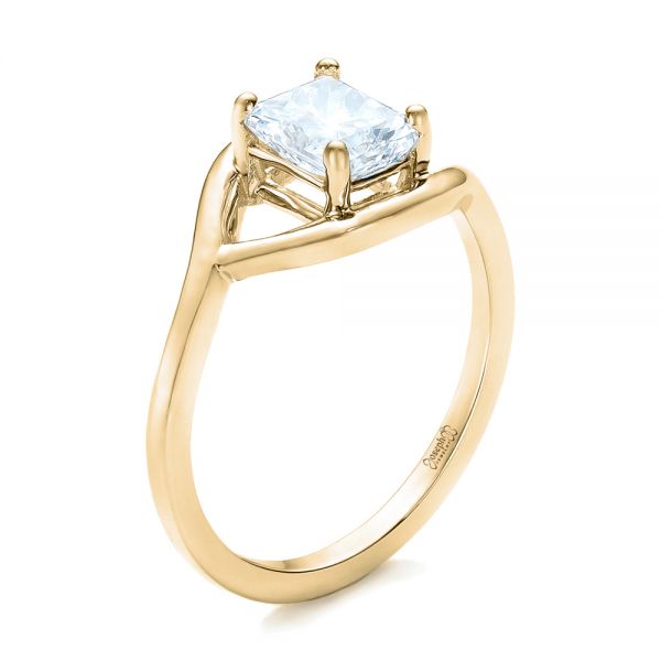 18k Yellow Gold 18k Yellow Gold Custom Solitaire Diamond Engagement Ring - Three-Quarter View -  102011