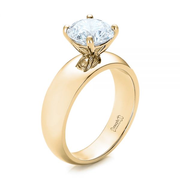 18k Yellow Gold 18k Yellow Gold Custom Solitaire Diamond Engagement Ring - Three-Quarter View -  102030