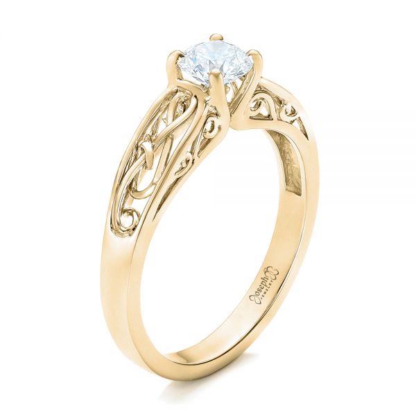 14k Yellow Gold 14k Yellow Gold Custom Solitaire Diamond Engagement Ring - Three-Quarter View -  102074