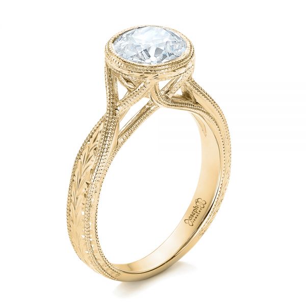 14k Yellow Gold 14k Yellow Gold Custom Solitaire Diamond Engagement Ring - Three-Quarter View -  102152