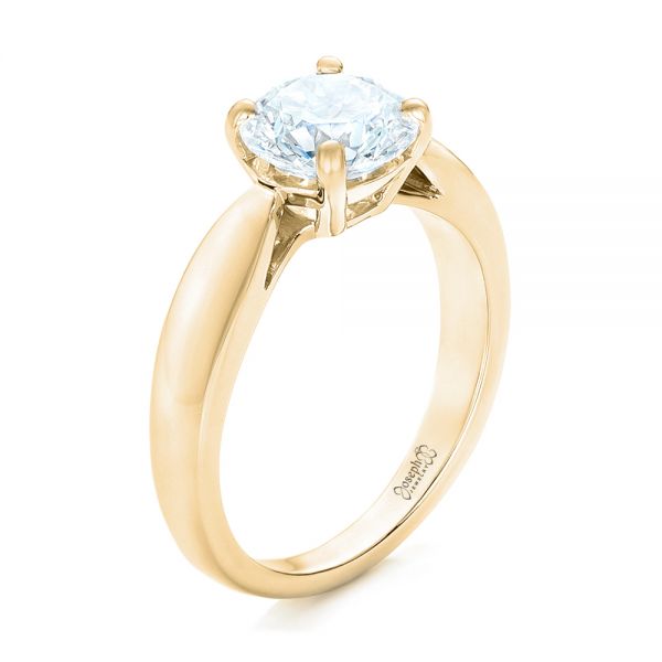 18k Yellow Gold 18k Yellow Gold Custom Solitaire Diamond Engagement Ring - Three-Quarter View -  102535