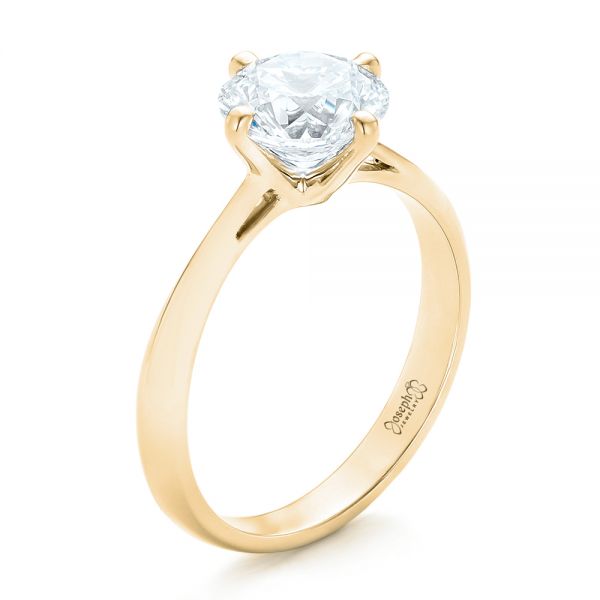 18k Yellow Gold 18k Yellow Gold Custom Solitaire Diamond Engagement Ring - Three-Quarter View -  102600