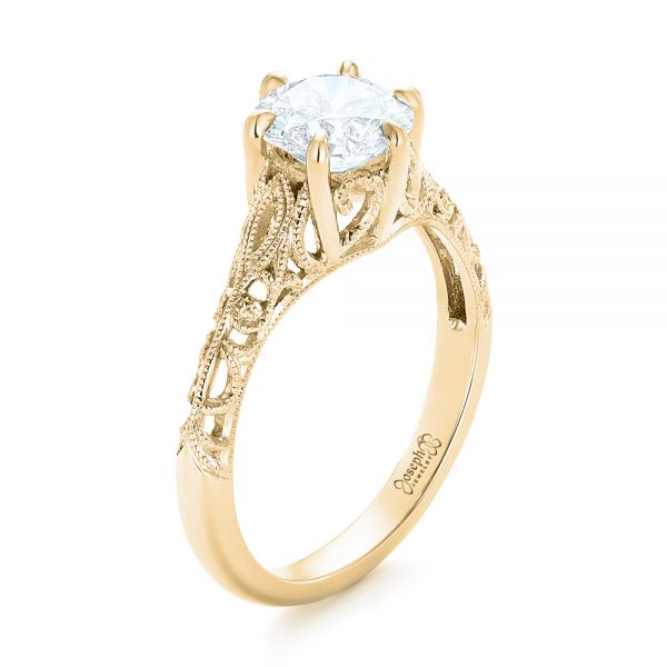 18k Yellow Gold 18k Yellow Gold Custom Solitaire Diamond Engagement Ring - Three-Quarter View -  102952