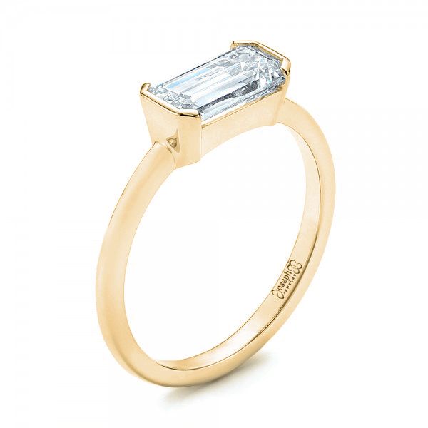 14k Yellow Gold 14k Yellow Gold Custom Solitaire Diamond Engagement Ring - Three-Quarter View - 103067