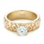 14k Yellow Gold Custom Solitaire Diamond Engagement Ring - Flat View -  102306 - Thumbnail