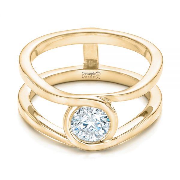 18k Yellow Gold 18k Yellow Gold Custom Solitaire Diamond Engagement Ring - Flat View -  102427