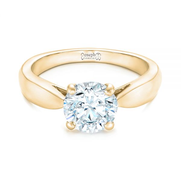 18k Yellow Gold 18k Yellow Gold Custom Solitaire Diamond Engagement Ring - Flat View -  102535