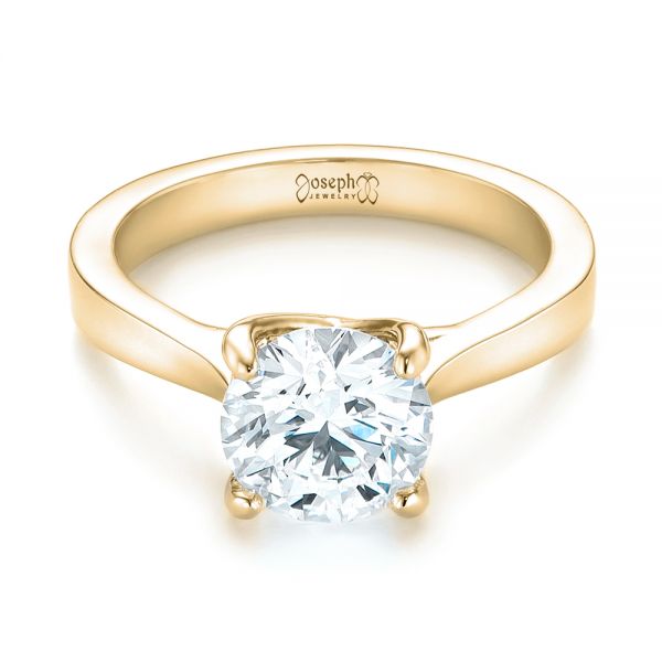 14k Yellow Gold 14k Yellow Gold Custom Solitaire Diamond Engagement Ring - Flat View -  103356