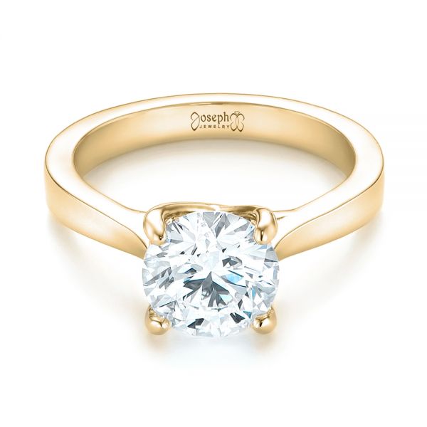 18k Yellow Gold 18k Yellow Gold Custom Solitaire Diamond Engagement Ring - Flat View - 103356