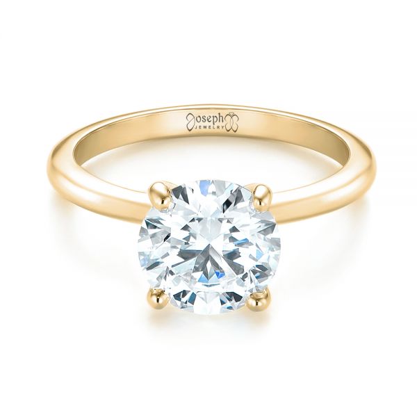18k Yellow Gold 18k Yellow Gold Custom Solitaire Diamond Engagement Ring - Flat View -  103636