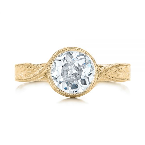 18k Yellow Gold 18k Yellow Gold Custom Solitaire Diamond Engagement Ring - Top View -  102152