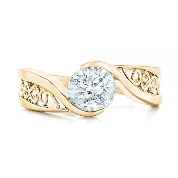 18k Yellow Gold 18k Yellow Gold Custom Solitaire Diamond Engagement Ring - Top View -  102744