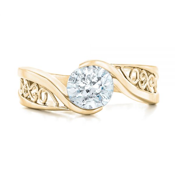 14k Yellow Gold 14k Yellow Gold Custom Solitaire Diamond Engagement Ring - Top View - 102744