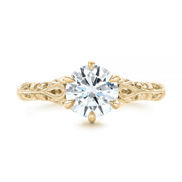 14k Yellow Gold 14k Yellow Gold Custom Solitaire Diamond Engagement Ring - Top View -  102952